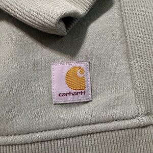 Carhartt Light Green Sweatshirt with Navy Sleeve Design